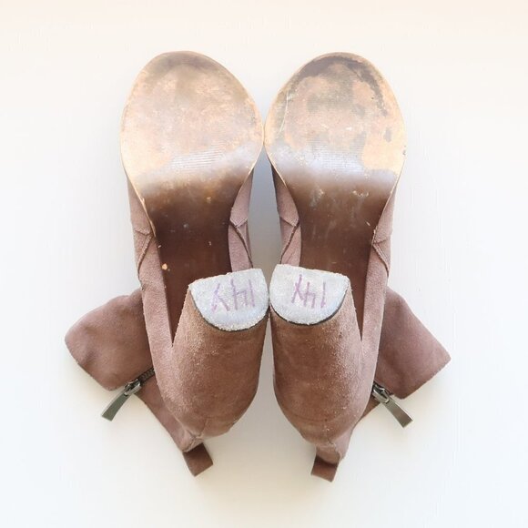 Steve Madden Roooler Beige Suede Leather Block Heel Ankle Boots / Booties Size 7 - Picture 7 of 15